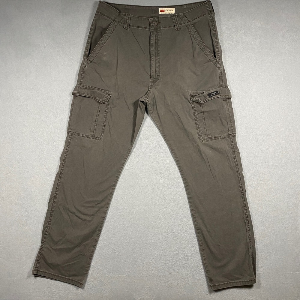 Wrangler Cargo Pants Mens 36x34 Gray Relaxed Fit Ripstop Stretch 1070ABWOD